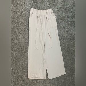 Elegant Cream Women's Wide-Leg Pants